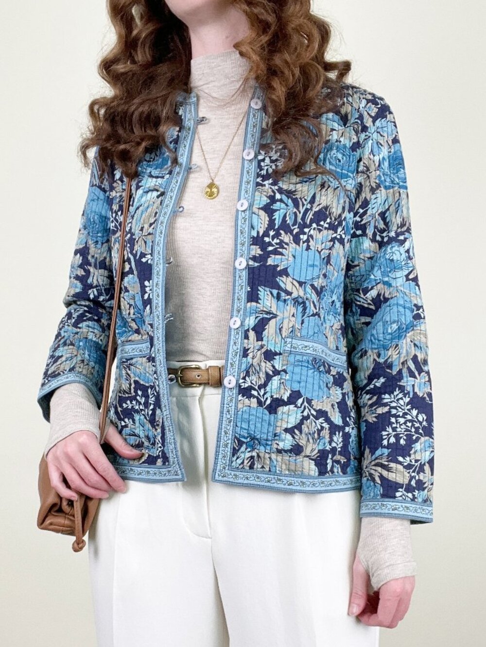 Vintage Quilted Reversible Light Jacket Lightweight Coat Floral Boho Cottagecore